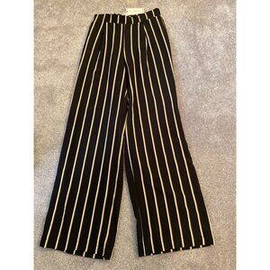 NWT No Comment NY.LA Black & Yellow Striped Wide-Leg Pants Small